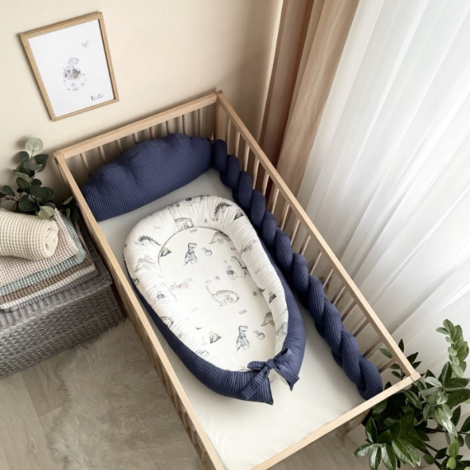 Protectie somn – Baby Nest vafe Dino albastru (3)